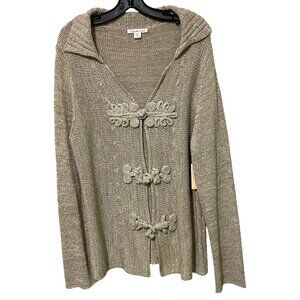 Coldwater Creek Shimmer Cardigan Womens L Holiday Ornate Glam Sparkly Mature‎